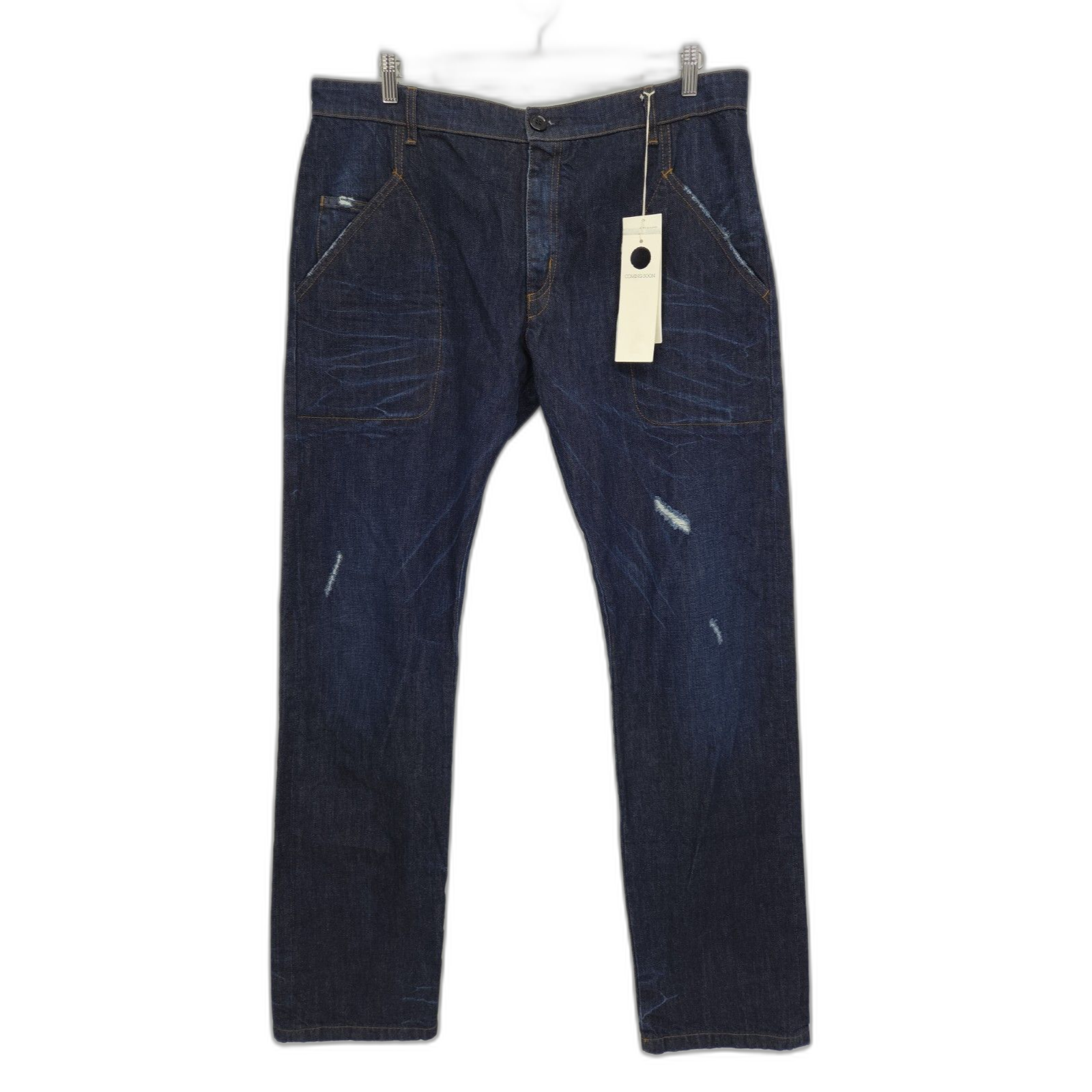 New Yohji Yamamoto Coming Soon Brand Distressed Jeans Dark Blue Rinse Wash 36x37
